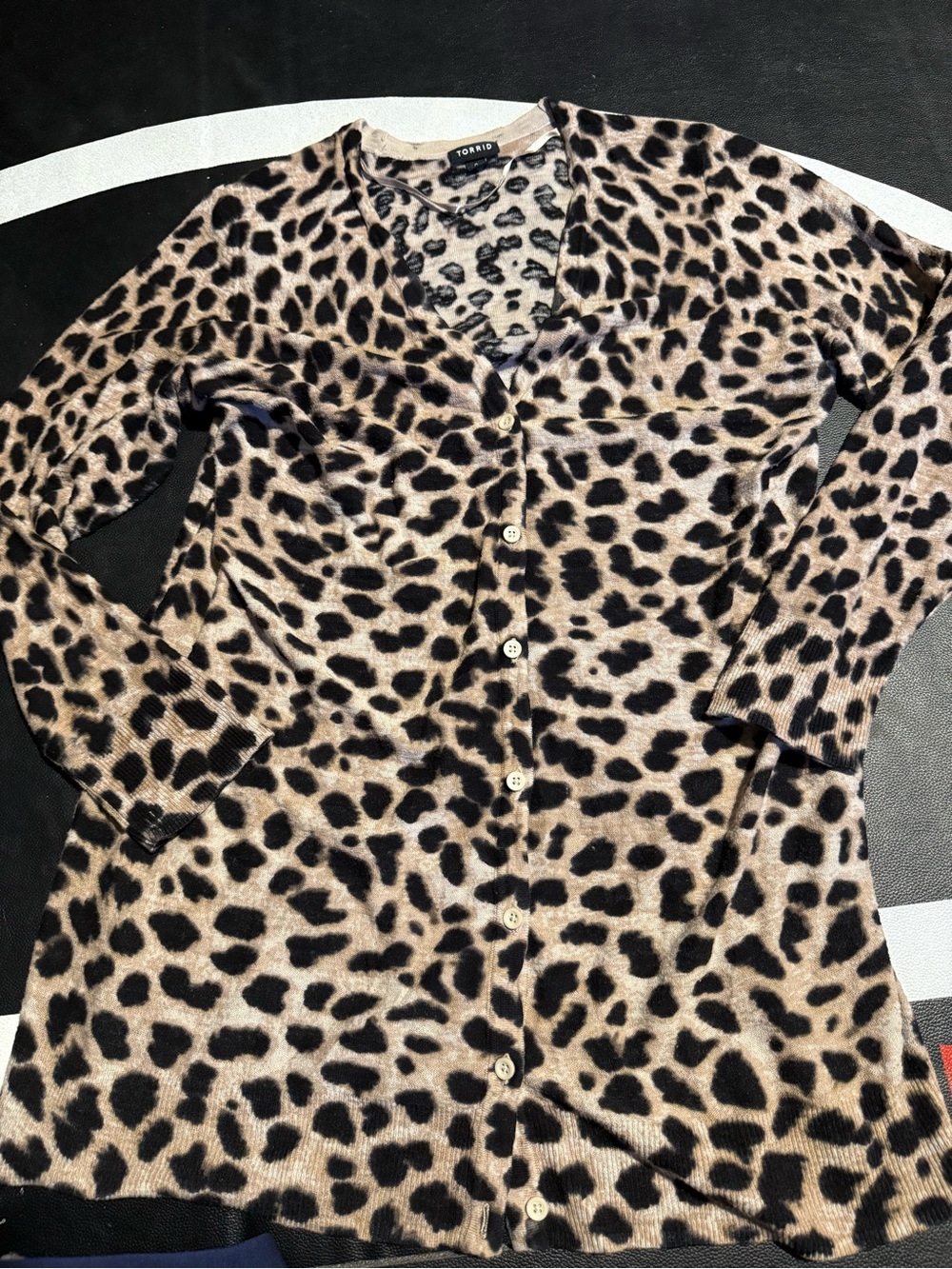 torrid Leopard Print Button-Front Cardigan - Black & Beige